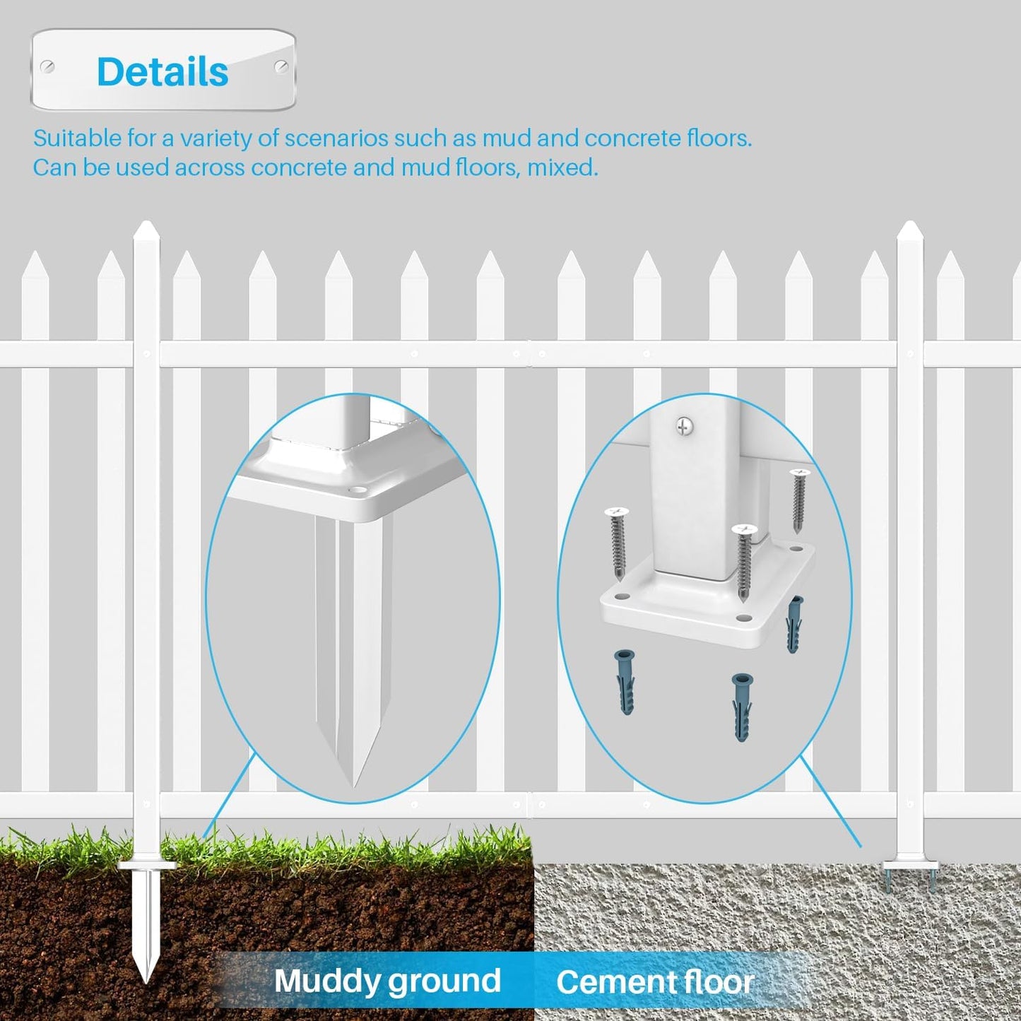 Patio 2 Sets Vinyl Picket Fence Panels 36" H x 84" W White PVC Decorative Fence for Front Yard Porch Patio Deck Pool Air Conditioner Fence Safety Dog Fence (34 Pickets, Straight)