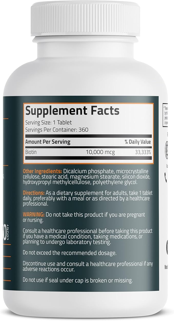 Bronson Biotin 10,000 MCG Supports Healthy 360 Vegetarian