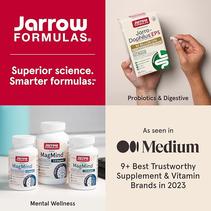 Jarrow Formulas Jarro-Dophilus EPS Gut Rescue 50 Billion 8 Clinically-Studied 30 Veggie 30 Day 12