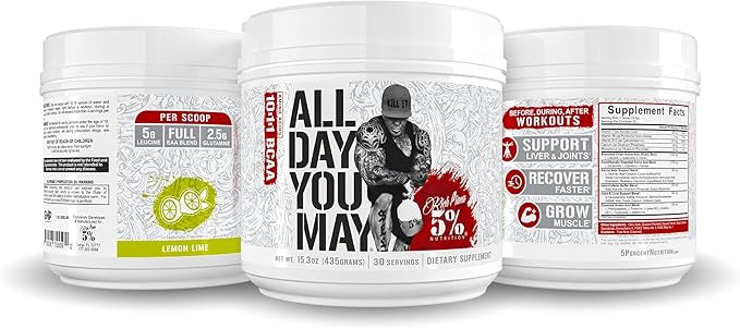 5% Nutrition Rich Piana AllDayYouMay BCAA Powder 15.3 oz, 30 Servings