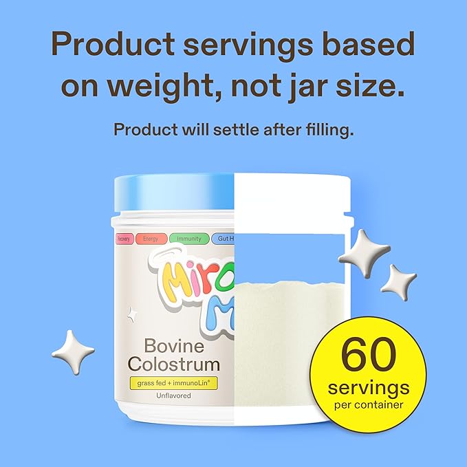 Colostrum Supplement for Gut Health, Hair Growth, Beauty and Immune Support - Easy to Mix Grass Fed Bovine Powder - Highest IgG Plus ImmunoLin, Unflavored 60 Servings