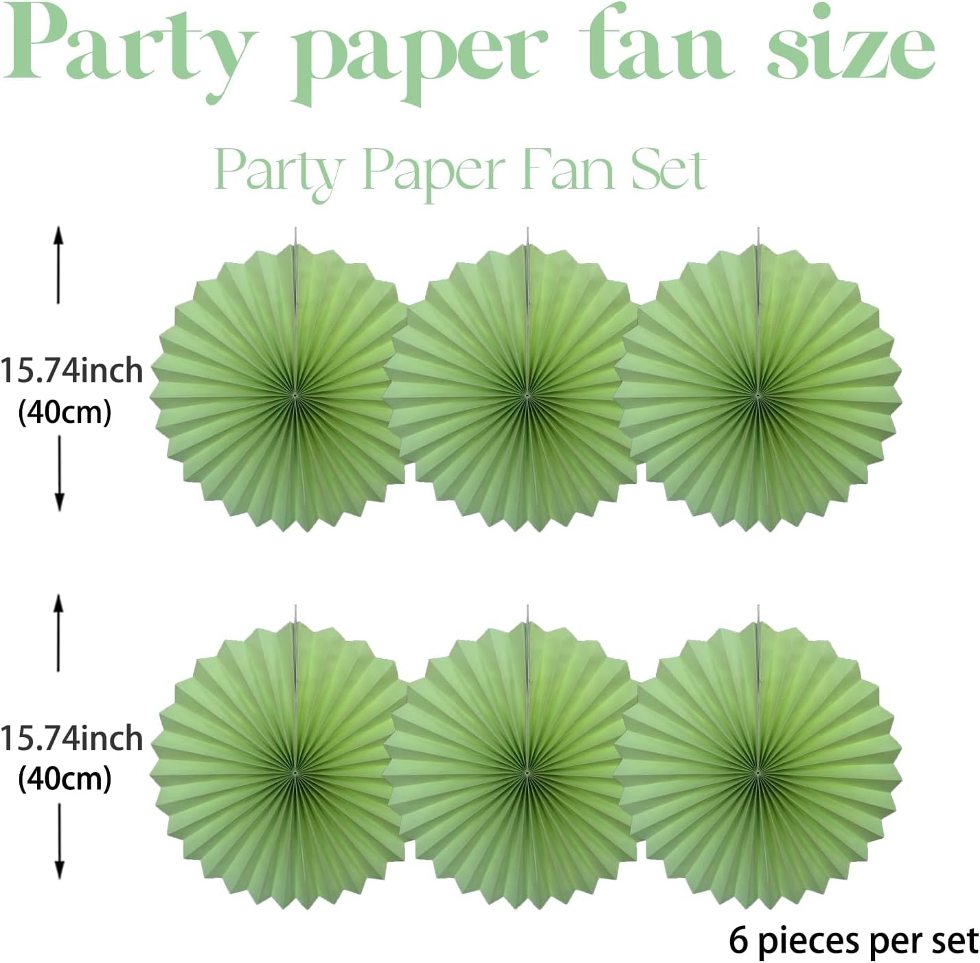 Green Hanging Paper Fans,Green Accessories Paper Decorations for Party,Army Birthday Party Decorations,Lime Green Decor 16in Hanging Paper Fans 30 Color DIY Set (Light Green))