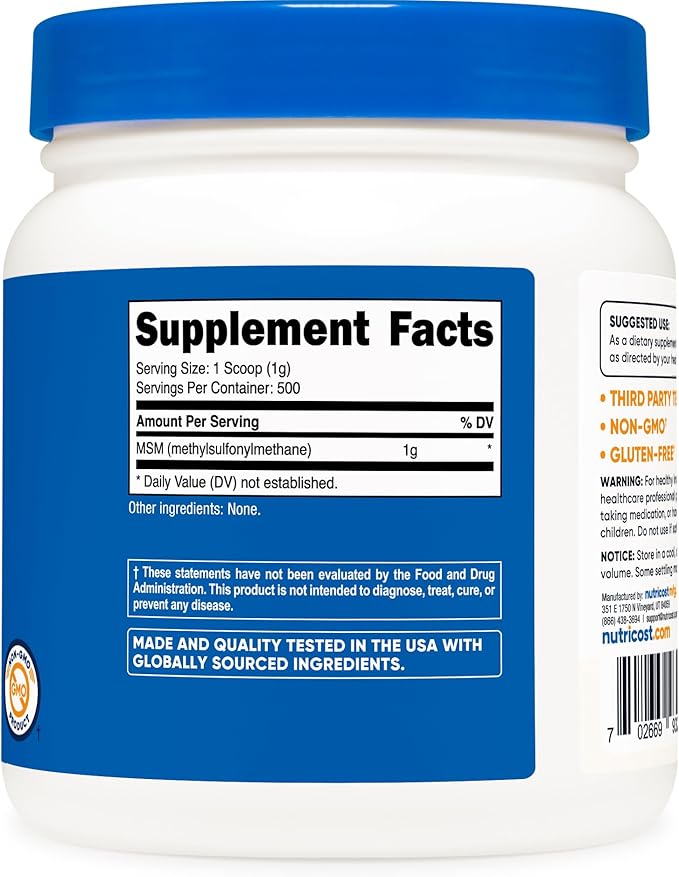 Nutricost Pure MSM Powder 500 Grams