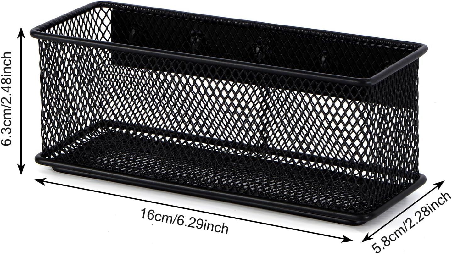 6.29'' × 2.28'' × 2.48 Black Magnetic Basket for Refrigerator Magnetic Pen Holder Locker Organizer for Home Office Accessories Magnetic Basket for Whiteboard,Set of 2