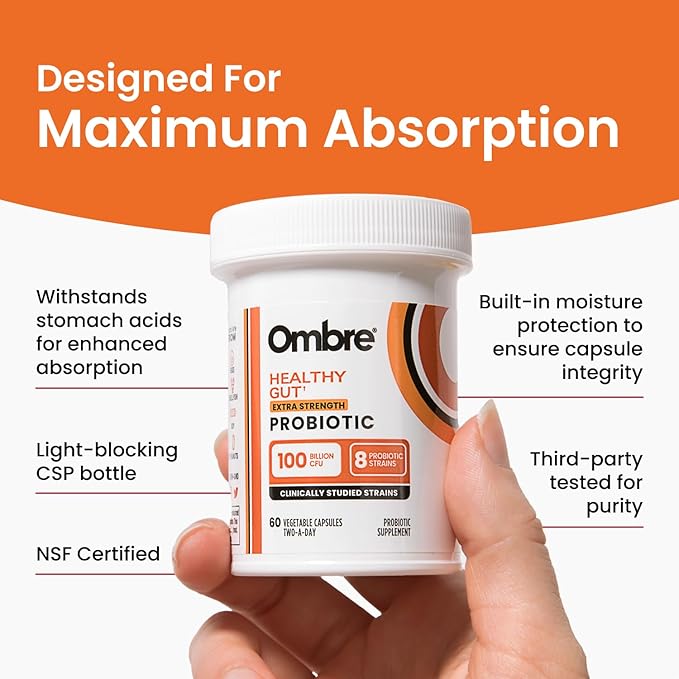 Ombre Healthy Gut Probiotics for Digestive 100 Billion 30 Servings