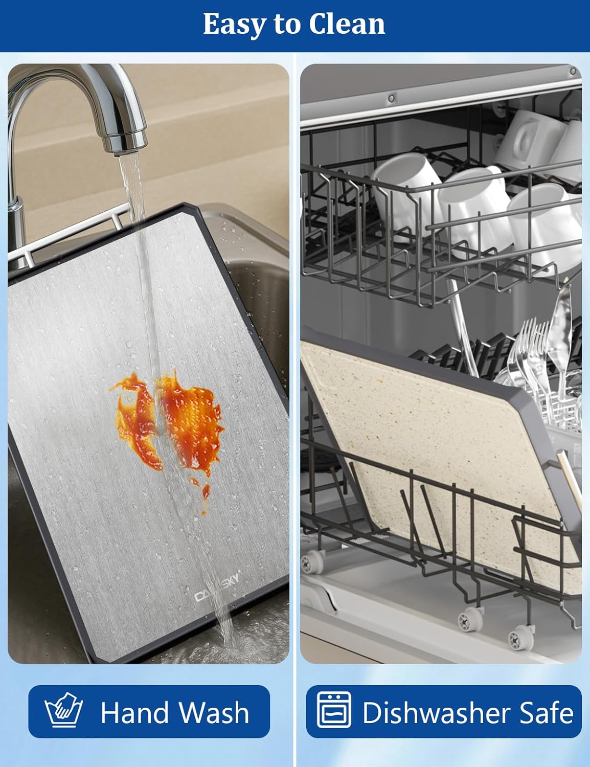 Titanium Cutting Boards for Kitchen, 2 in 1 Titanium Cutting Boards with JUICE GROOVE, Metal Chopping Board for Meat/Vegetables, Pure Titanium&Wheat Straw PP, Food-Grade, Dishwasher Safe16.3”×11”-1 PC