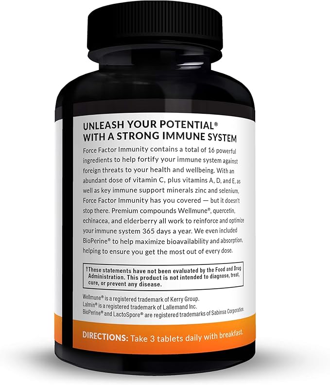 FORCE FACTOR Immunity, Immune Support Booster 1000mg of 90 Tablets