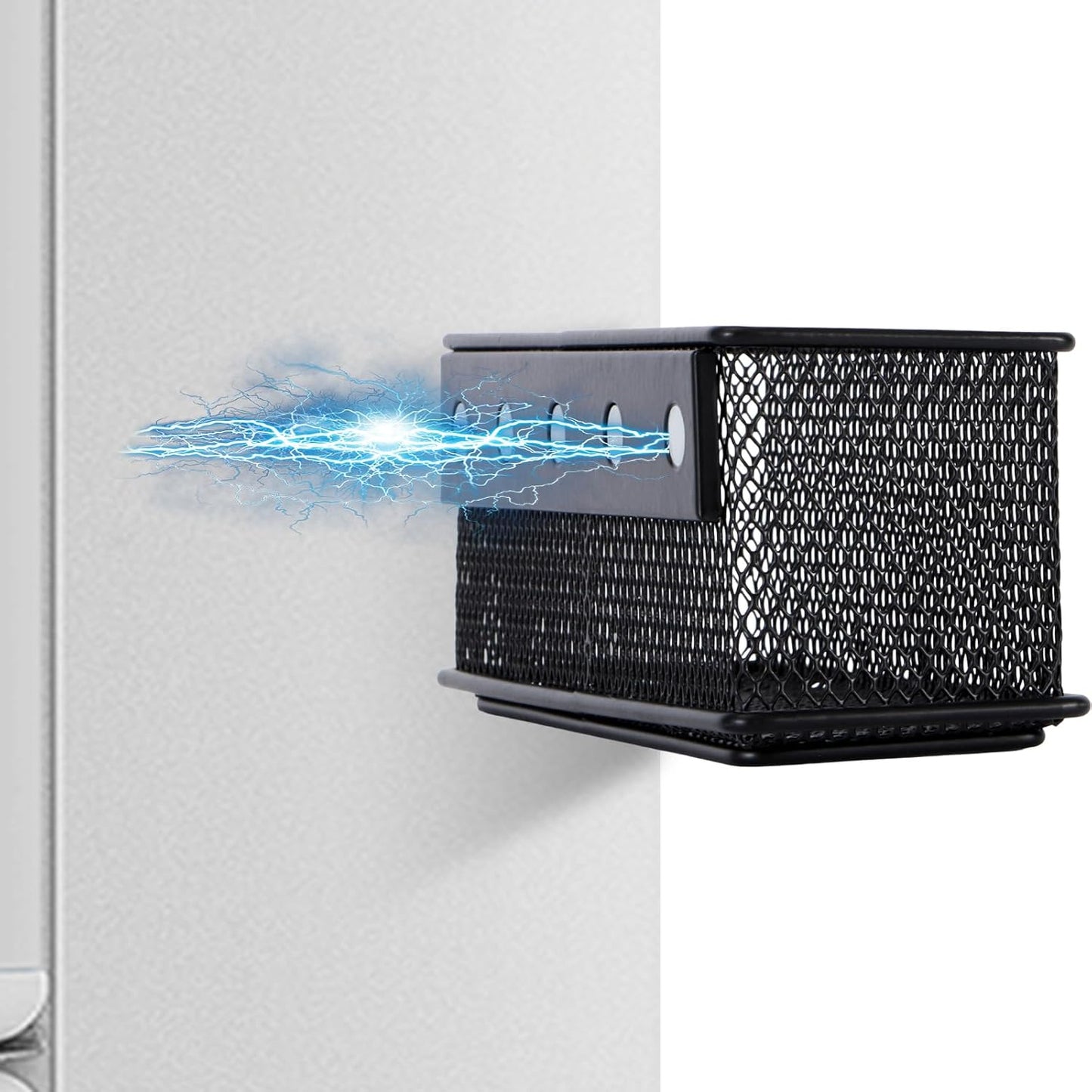 6.29'' × 2.28'' × 2.48 Black Magnetic Basket for Refrigerator Magnetic Pen Holder Locker Organizer for Home Office Accessories Magnetic Basket for Whiteboard,Set of 2