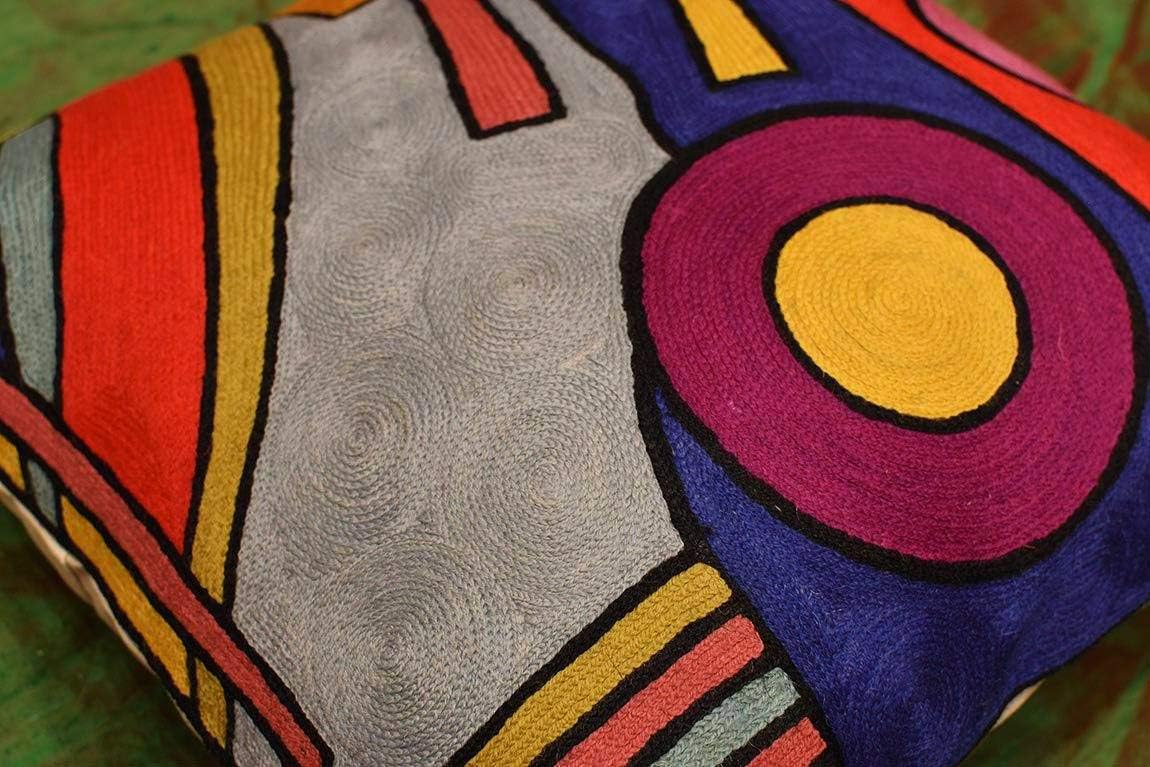 Kandinsky Modern Pillow Cover - Soul Abstract Pillows Farmhouse Chair Cushion Contemporary Couch Pillows Outdoor Mid Century Sofa Cushion Handmade Wool Size 18x18