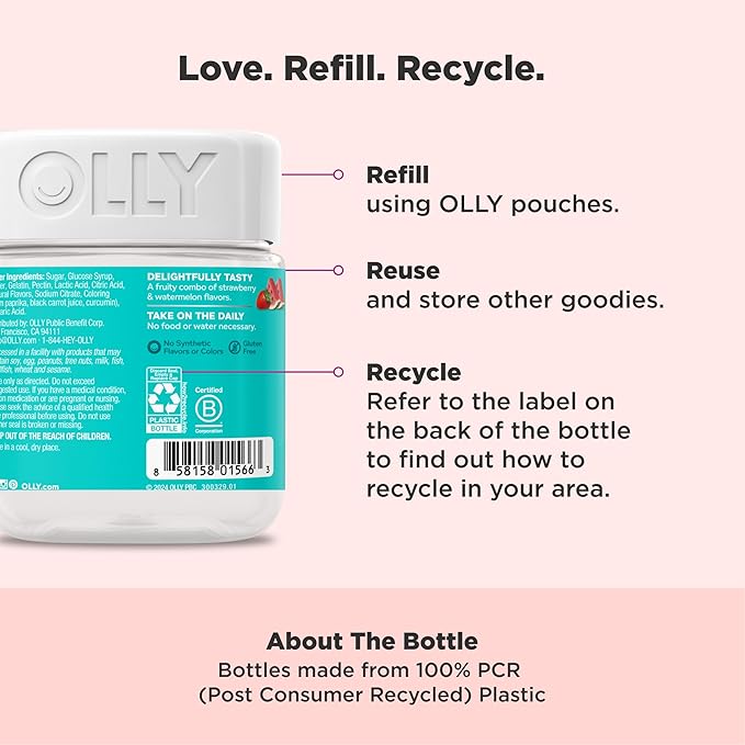 Olly Teen Girl Multi Gummy, Healthy 15 Essential 35 Day 70 Count