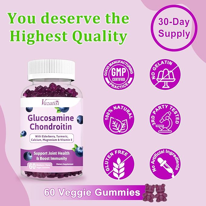 Sugar Free Glucosamine Chondroitin Gummies, 1500mg 60 Cts