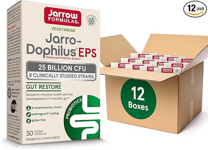 Jarrow Formulas Jarro-Dophilus EPS Gut Restore 25 Billion 8 Clinically-Studied 30 Veggie 30 Day
