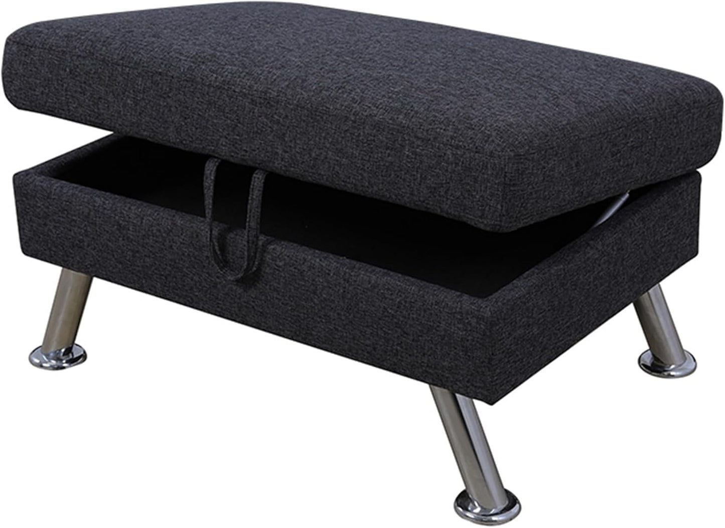 Ottoman Rectangular Storage Ottoman Bench, Flannel Footrest Stool Footstool with Lid for Living Room, Bedroom, Entryway, Dark Gray, 35"x24"x18"