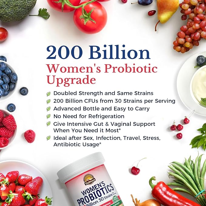 VITALITOWN Women’s Probiotics 200 Billion 30 Strains 60 ct