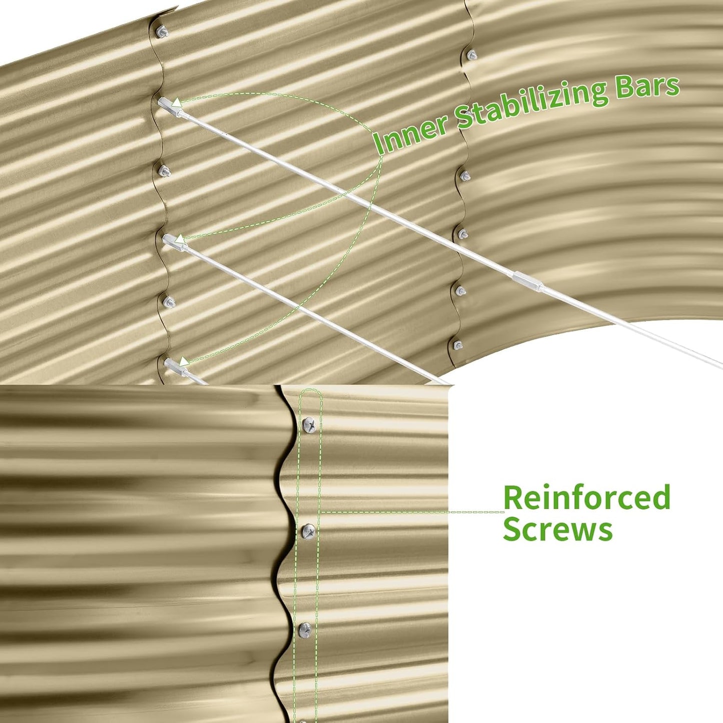 Land Guard 8x4x3ft Oval Galvanized Raised Garden Beds, Large-Capacity Metal Planter Box Outdoor, Durable Deep Raised Garden Bed 3ft Tall, Raised Beds for Gardening Vegetables, Cream Yellow