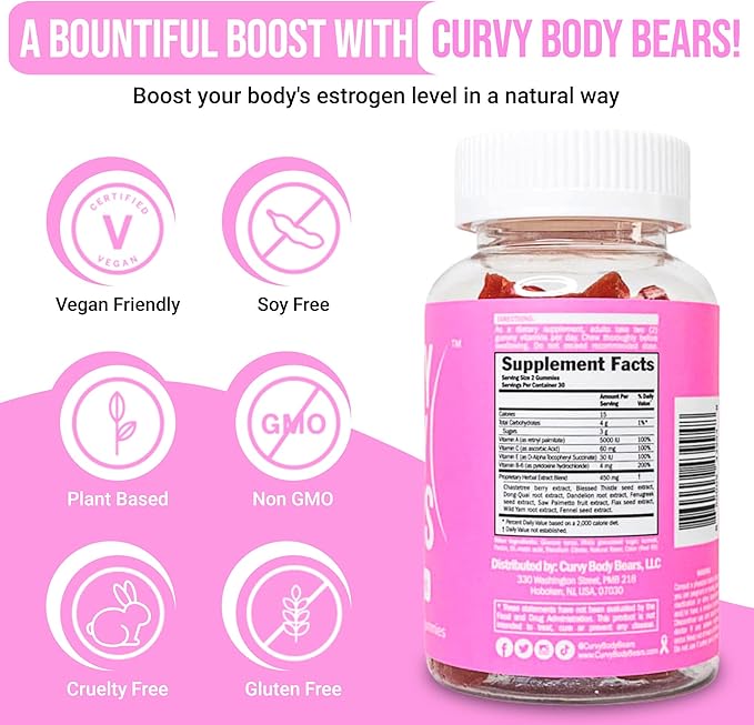 Chest Gummies for Women | Workout Support Gummies | Women’s Fitness Supplement | with Essential Herbs, Vitamins, Multivitamins, Fenugreek, and Ginseng | Berry Flavored | (60 Gummies)