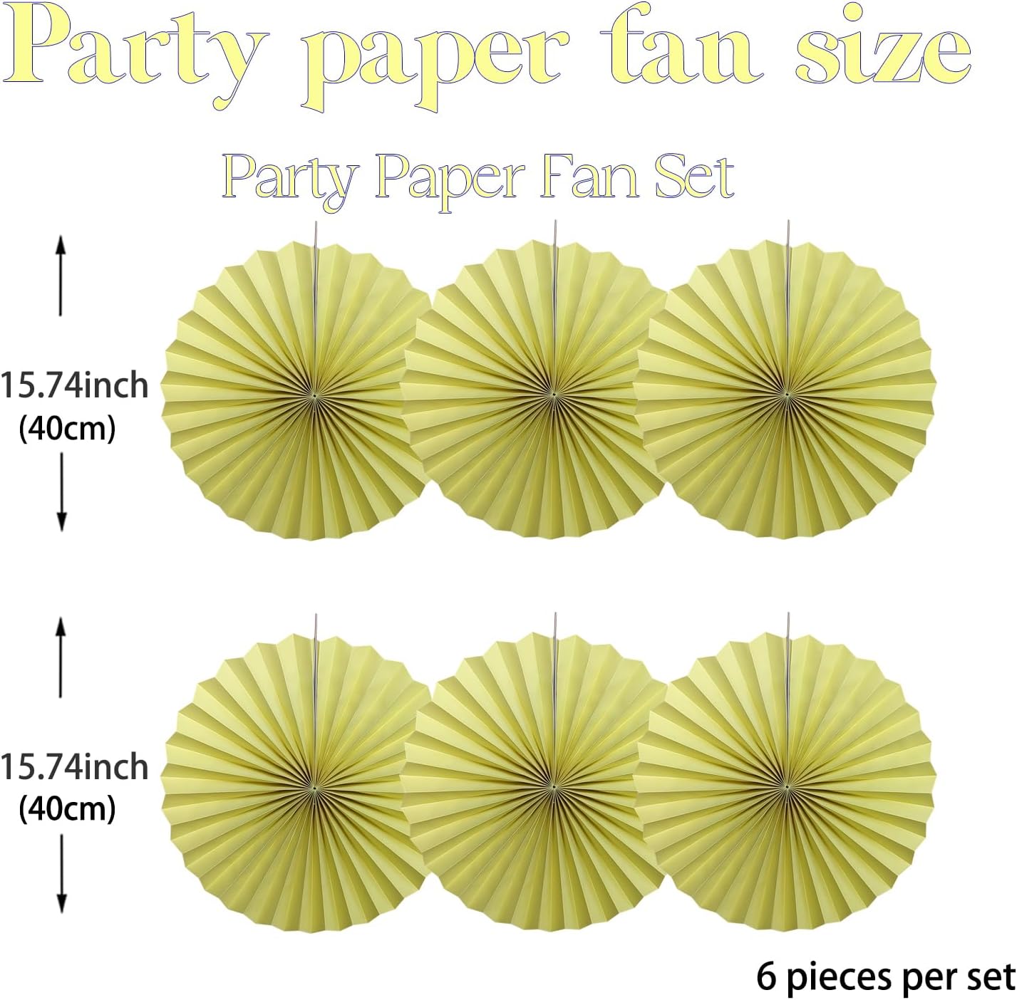 BARTHEW Yellow Hanging Paper Fans,Yellow Accessories Paper Decorations for Party,Color Party Decorations,Bee Themed Classroom Decor,16in Hanging Paper Fans 30 Color DIY Set (Light Yellow)