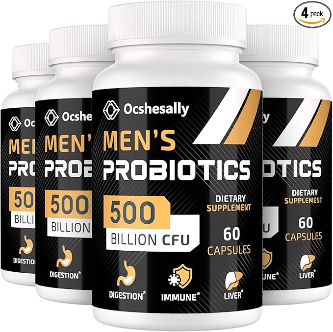 Probiotics for Men, Gut health 500 Billion 12 Strains, 240-Days Supply