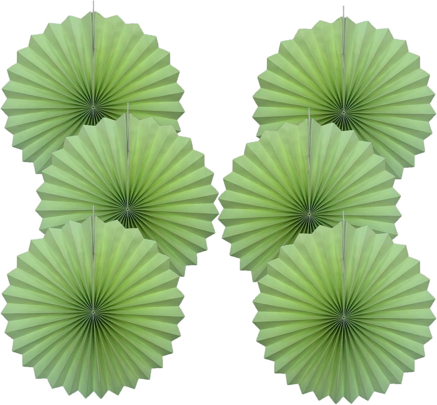 Green Hanging Paper Fans,Green Accessories Paper Decorations for Party,Army Birthday Party Decorations,Lime Green Decor 16in Hanging Paper Fans 30 Color DIY Set (Light Green))