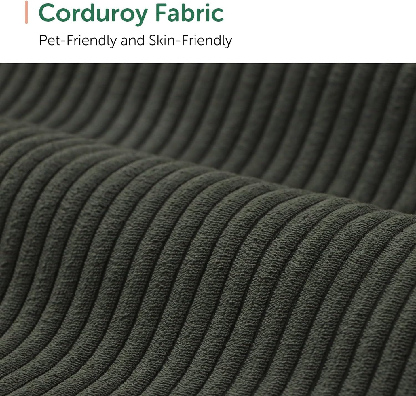 HONBAY U-Shaped Corduroy Sectional Couch with 6 Seaters Modular Sectional Sofa with Storage Sectional Couches for Living Room, Green