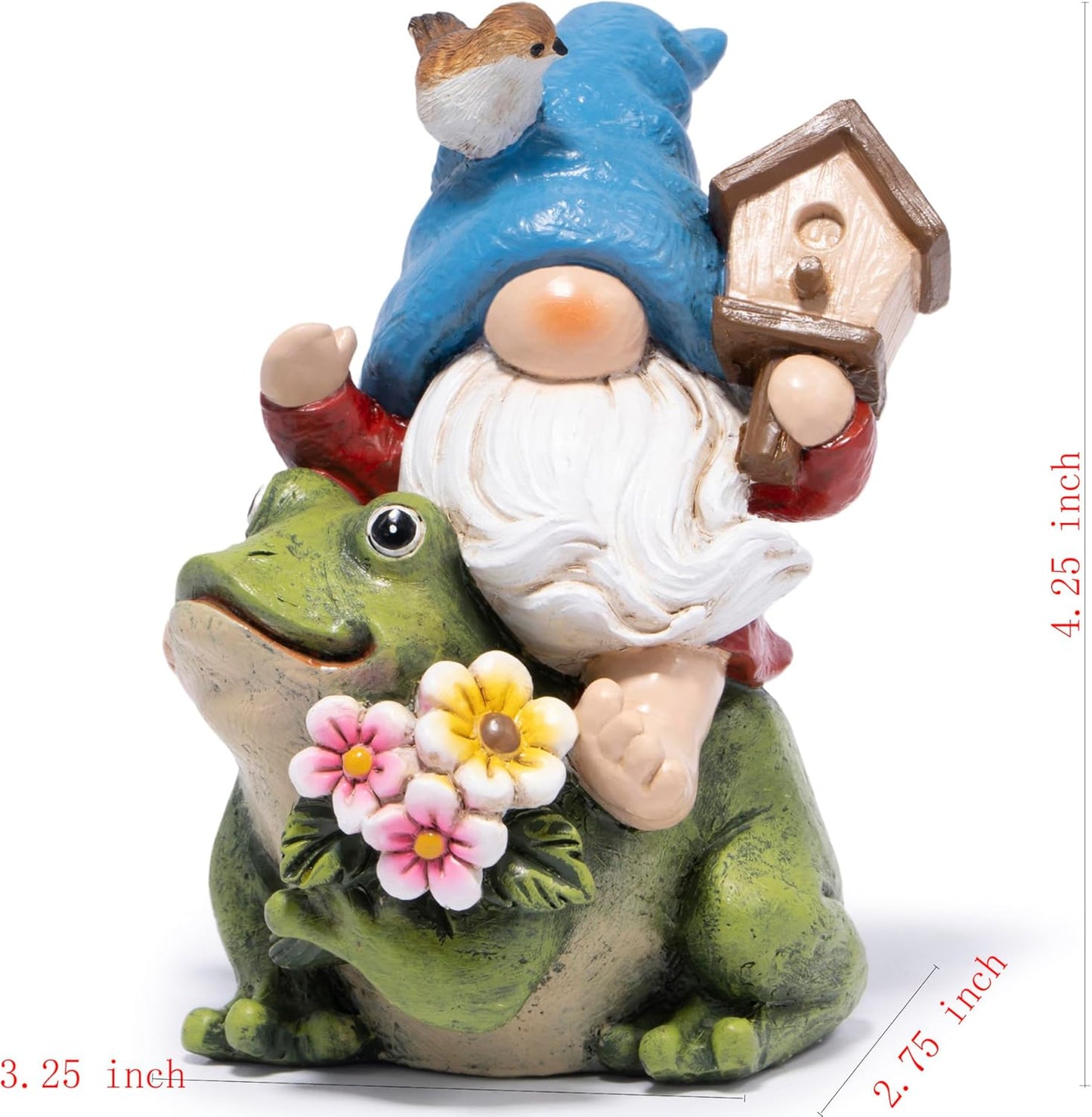 Hodao Spring Garden Gnome Decoration Flower Animal Ornaments Decor Gifts Spring Gnomes for Garden Decorations Summer Elf Figurine Gifts for Mom Outdoor Decor (Blue)