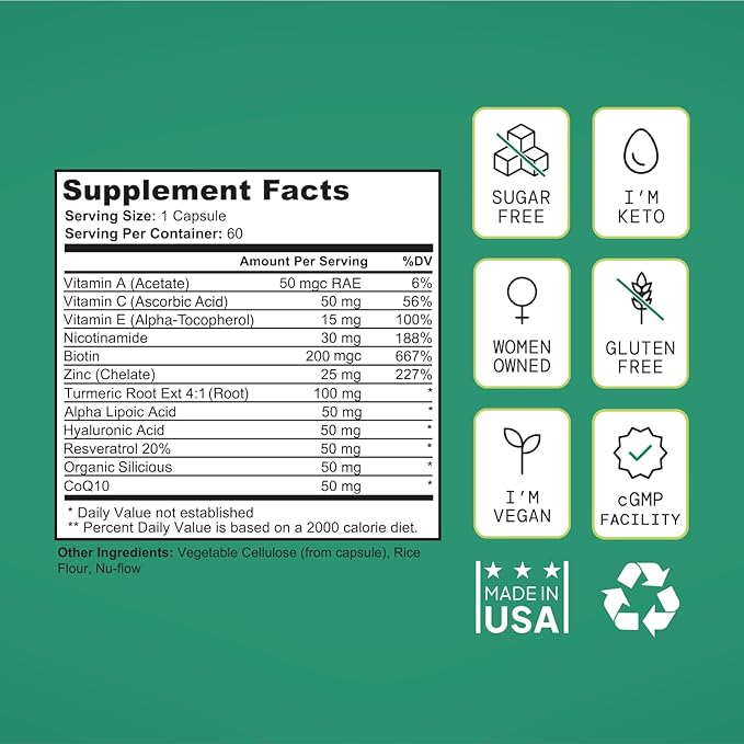 Healthy Aging Supplement for Women 12 Ingredients 60 Capsules,