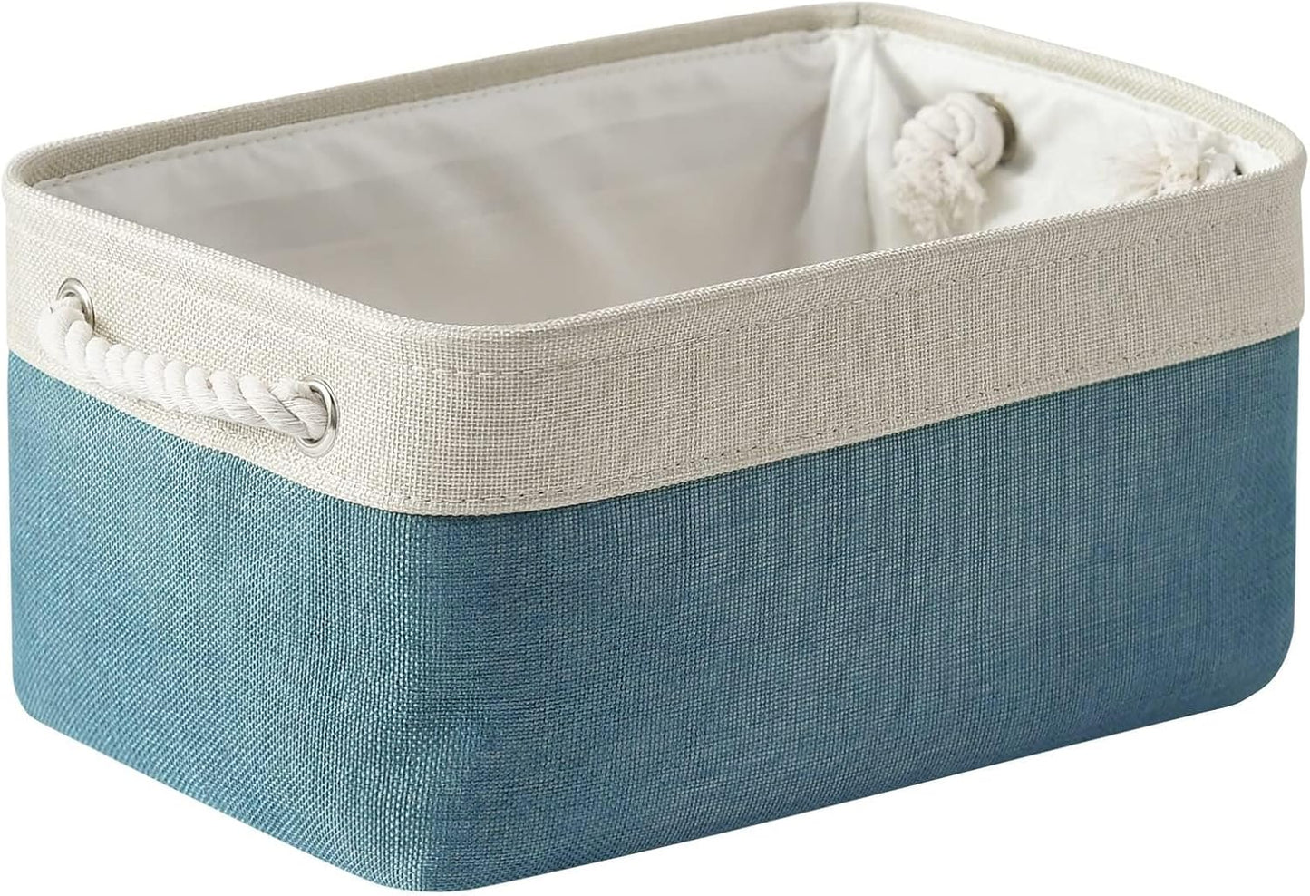 TheWarmHome Fabric Storage Bin with Handles,Storage Basket for Home Storage and Organization, Shelf Basket with Cover for Living Room Bedroom Closet(White & Green Medium 13.8L×9.8W×6.7H