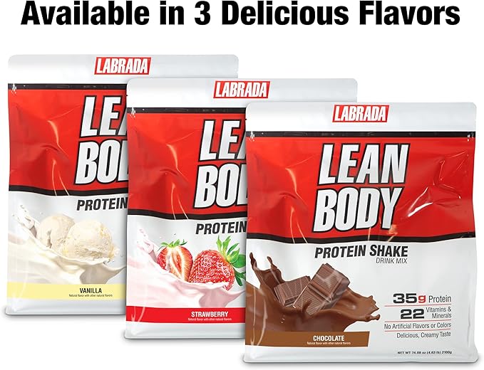 Lean Body All-in-One Chocolate Protein Shake. 35g Protein, 7g Healthy 22 Vitamins (4.6lb) Packaging