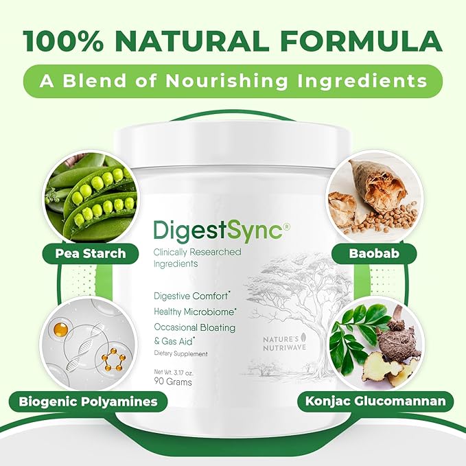 DigestSync Digestion Supplement for Gut Health 100% Natural 3.17 Ounces, 30 Servings