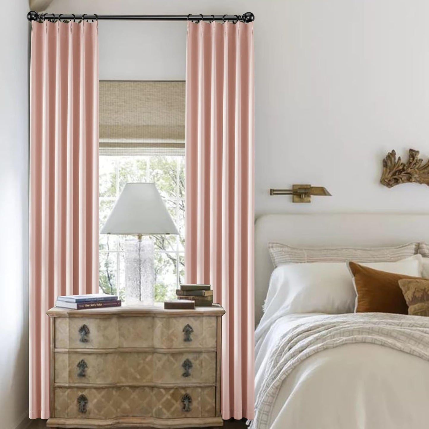 KangBang Pink Pinch Pleated Curtains for Girls Room 2 Panels Set, Room Darkening Pinch Pleat Curtains Elegant Modern Light Blocking Vertical Drapes for Bedroom Nursery,40Wx84L, Baby Pink