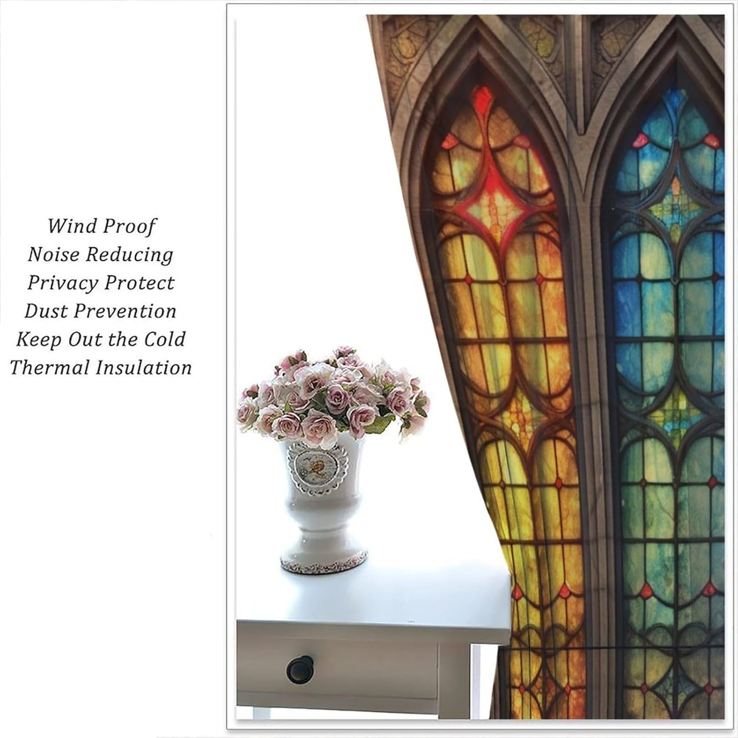 Stained Glass Curtains,Mid Century Vintage Style Abstract Art Home Decor Drapes for Bedroom Living Room Kitchen Window Treatment 2 Panels Set Total Size 52" W X 84" L Inch