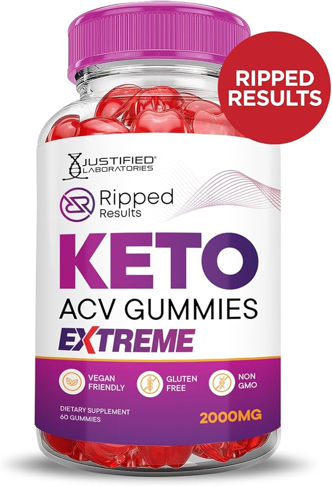 Ripped Results Keto ACV Gummies Extreme 2000MG Ripped Results Keto Gummies Apple Cider Vinegar Formulated with Pomegranate Beet Juice Powder B12 Vegan Non GMO 60 Gummys