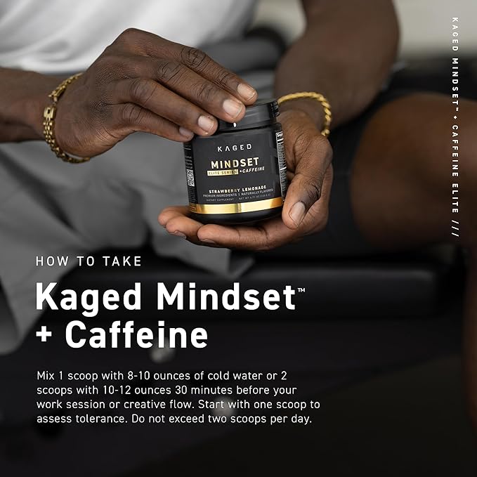 Kaged Nootropic Mindset Elite | Focus and Productivity Supplement | Organic Caffeine | Supports Working Memory, Focus, Energy, and Mood* | Strawberry Lemonade - 30 Servings