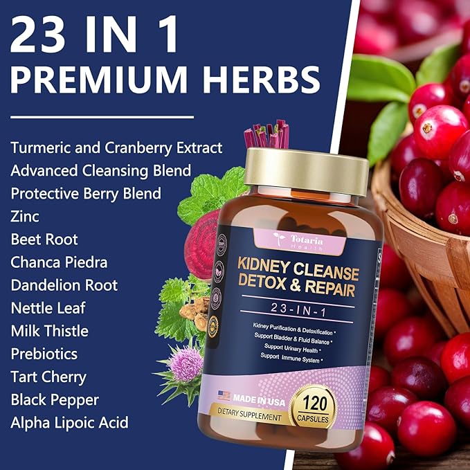 2 Packs Kidney Cleanse Detox & Repair Capsules, Urinary Tract Health for Woman with Chanca Piedra & Cranberry Pills for Kidney Support Supplement Extra Strength Kidney Stones Dissolver