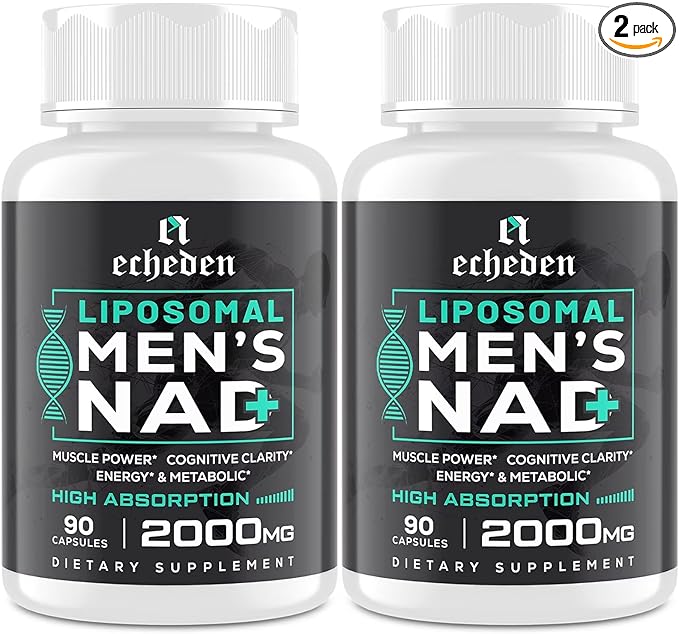 2000MG NAD+ Supplement for Men, Liposomal NAD+ for Cellular Energy, Brain, Muscle, Repair, 5-in-1 Formula NAD+, 99% Absorption, NAD+ Supplement Pure Organic, Made in USA, 180 Vegan Capsules