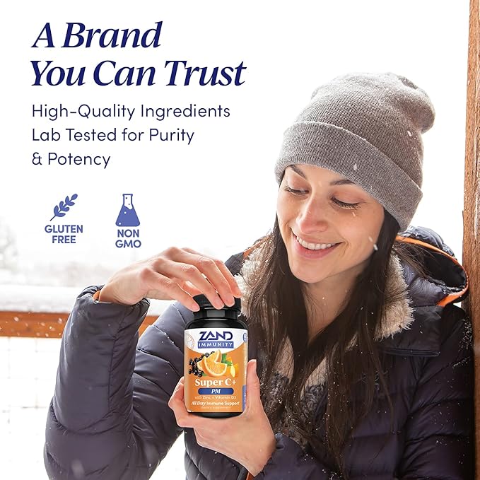 Zand Immunity Super C+ PM, Nighttime 1000mg PureWay-C D3 & 60 Tablets, 30 Servings