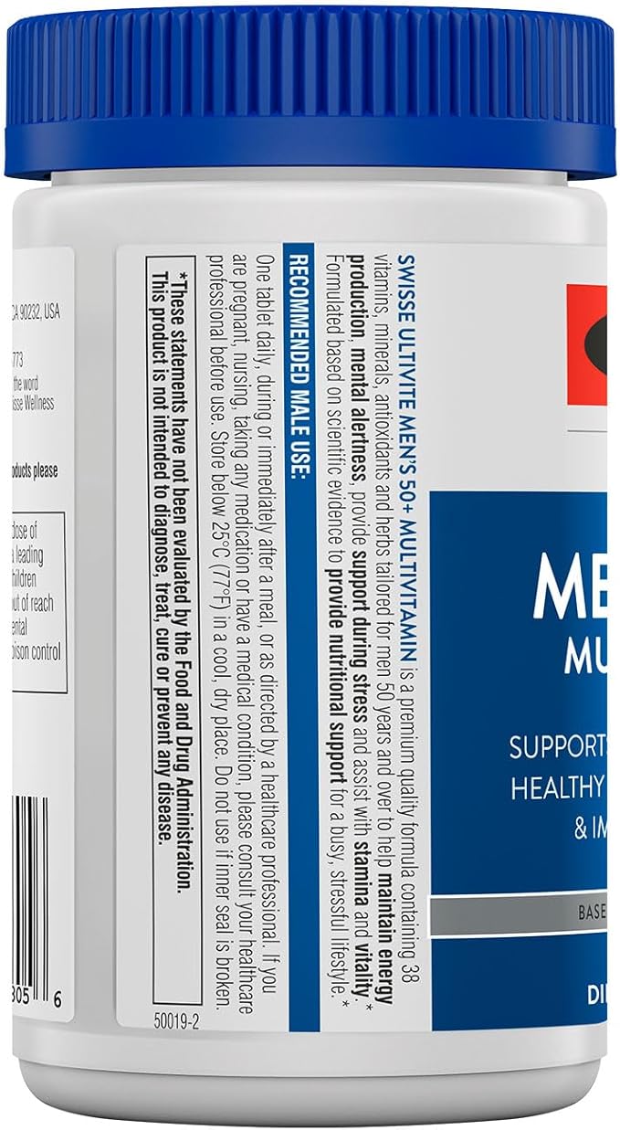 Swisse Daily Multivitamin for Men 50 39 Vitamins, 50+ Multivitamins 60 Tablets