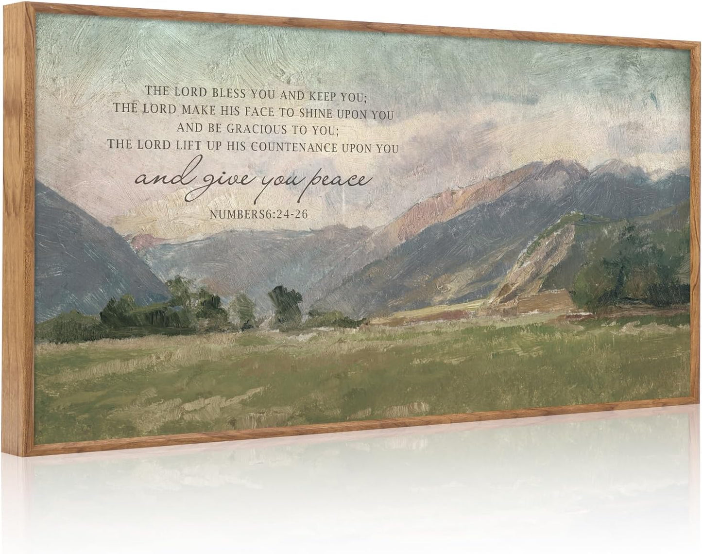 Aurlan Numbers 6:24-26 May The Lord Bless You Wall Art(40"x20"), Large Jesus Christian Bible Verse Scripture Canvas Artwork, Abstcat Watercolor Mountain Landscape Nature Decor for Home Dining Room Christ Gift
