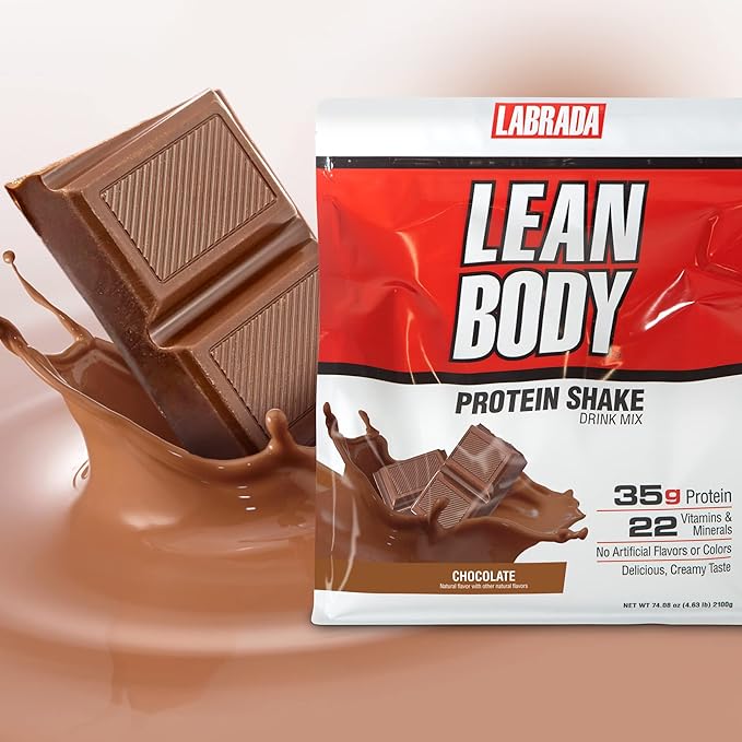 Lean Body All-in-One Chocolate Protein Shake. 35g Protein, 7g Healthy 22 Vitamins (4.6lb) Packaging