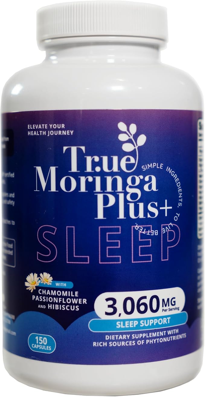 Sleep Support Supplement 10:1 Extract | 20,000mg of Organic Moringa, Chamomile, Passion Flower, Valerian Root, Hibiscus for Relaxation | Natural Sleep Aid for Adults (150 Capsules)
