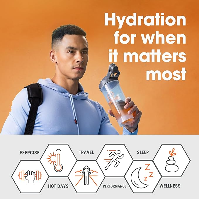 Genius Hydrate Stick Pack Powder Drink Mix - Sour Peach Rings Flavor, Natural Electrolyte Booster with Coconut Water & Potassium for Ultimate Hydration -20 Packets