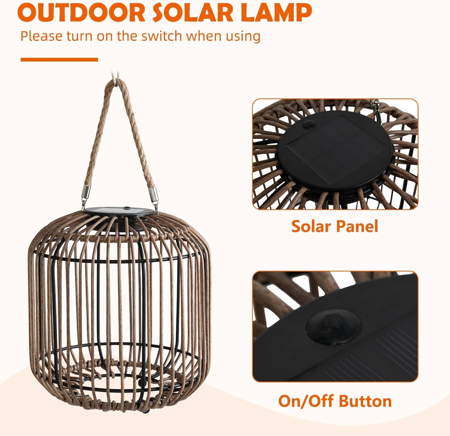Solar Yard 1-Pack Outdoor Solar Lamp, Water-Resistant Lights for Outside Hanging Lantern Table Lamp Lights Decoration for Garden, Yard, Patio, Porch, Trees, Pathway, Natural