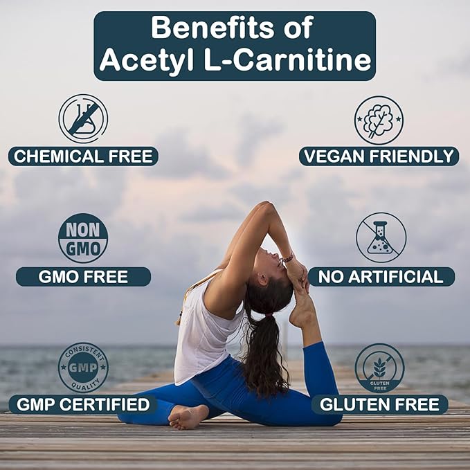 Acetyl L-Carnitine Gummies 1000 MG - Sugar Free L-Carnitine Supplement for Muscular Endurance, Brain Health, Energy Metabolism - Vegan Non-GMO - Blueberry Flavoured - 60 Counts