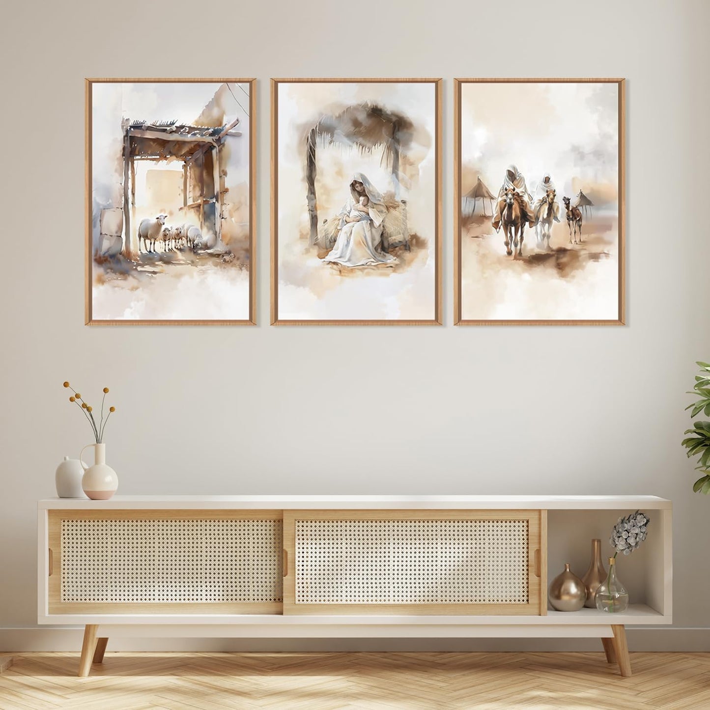 HPINUB Jesus Easter Framed Canvas Wall Art Set,Large Religious Christian Bible Verse Wall Decor,Resurrection Sunday Artwork for Living Room,Church Christian Easter Gift-16"x24"x3