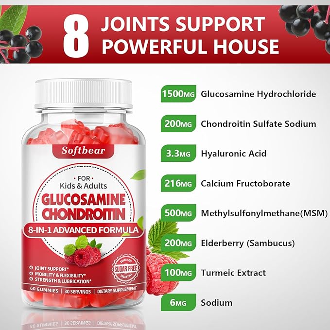 Glucosamine Chondroitin Gummies Sugar Free, Extra 120 Count
