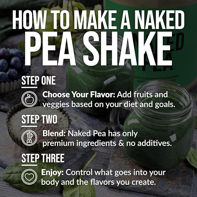 Naked Pea - Double Chocolate Protein from US & Canadian Farms, Organic Cocoa, Organic Coconut Sugar - No GMO, No Soy, and Gluten Free, Aid Growth and Recovery - 53 Servings