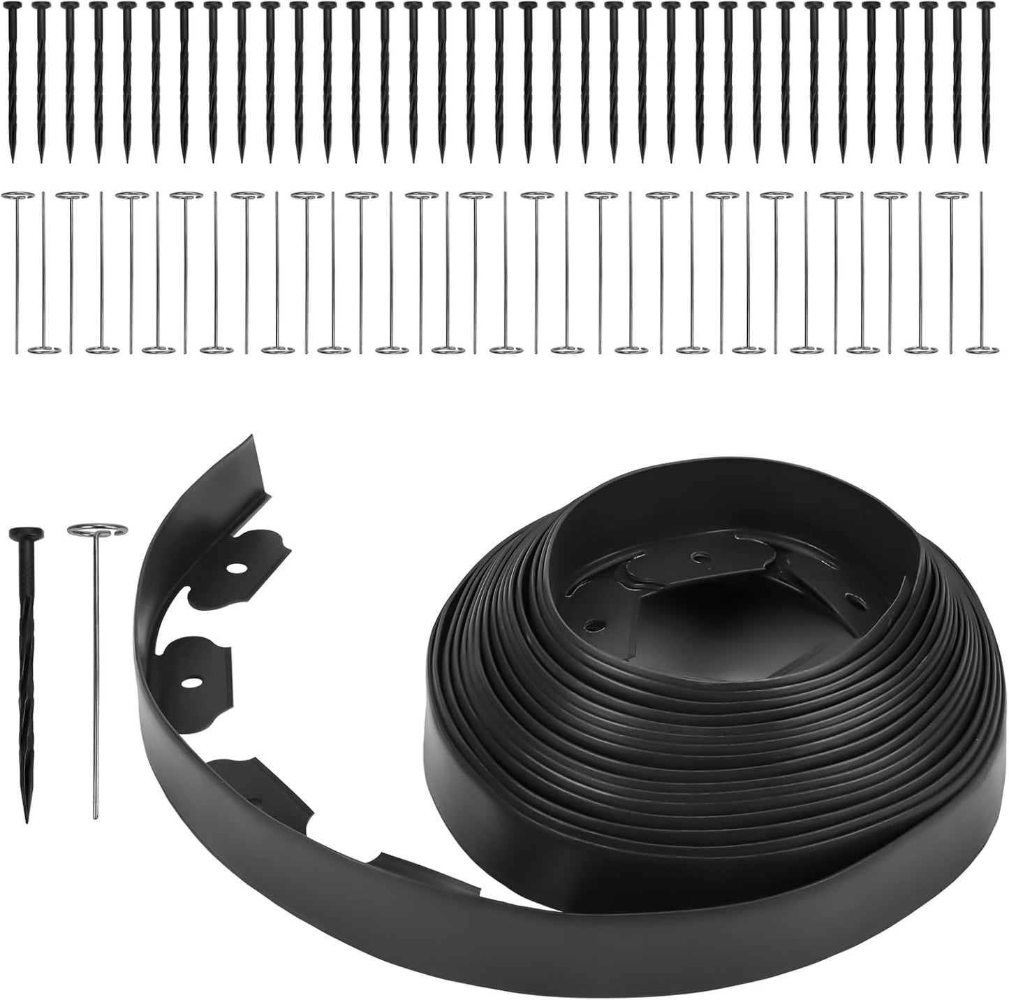 Greaner Landscape Edging, 2 Inch Tall | 40 FT Lawn Edging and Landscape Border, Plastic Edging for Landscaping, Garden Edging Border for Pathway, Yard, Walkway, Patio, Playground(71 Pcs Spikes)