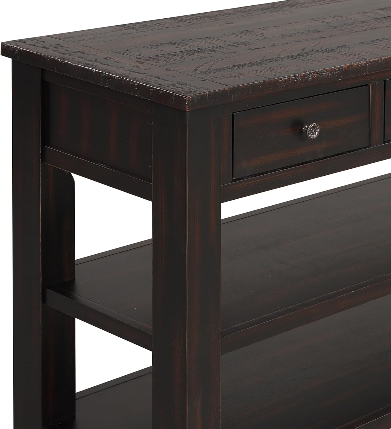 Farmhouse Wood Entryway Console Table 48-Inch Modern Sofa Entry Table with Drawers and Storage Shelves for Entrance Living Room (Black)