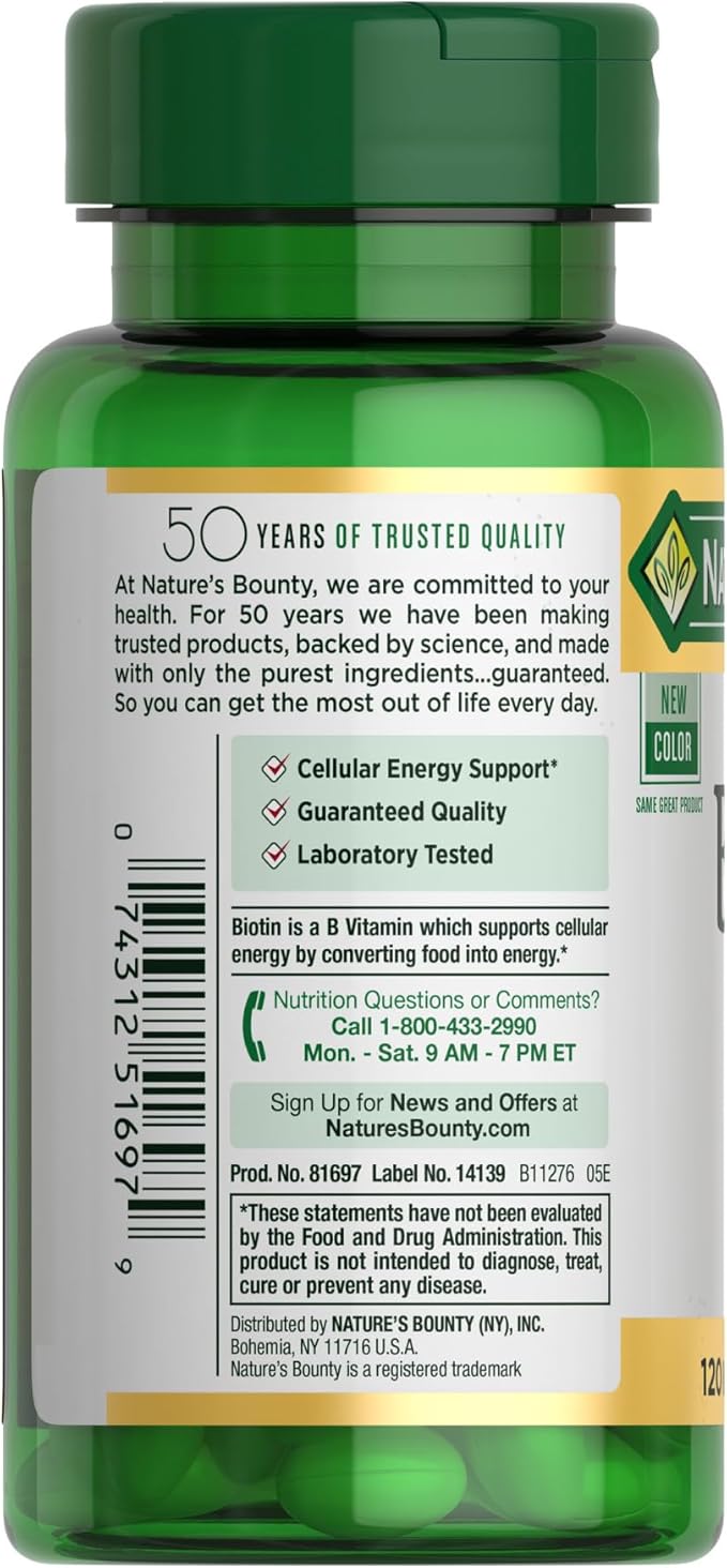 Nature's Bounty Biotin, Supports Healthy Hair, 10,000 mcg, 120 Ct