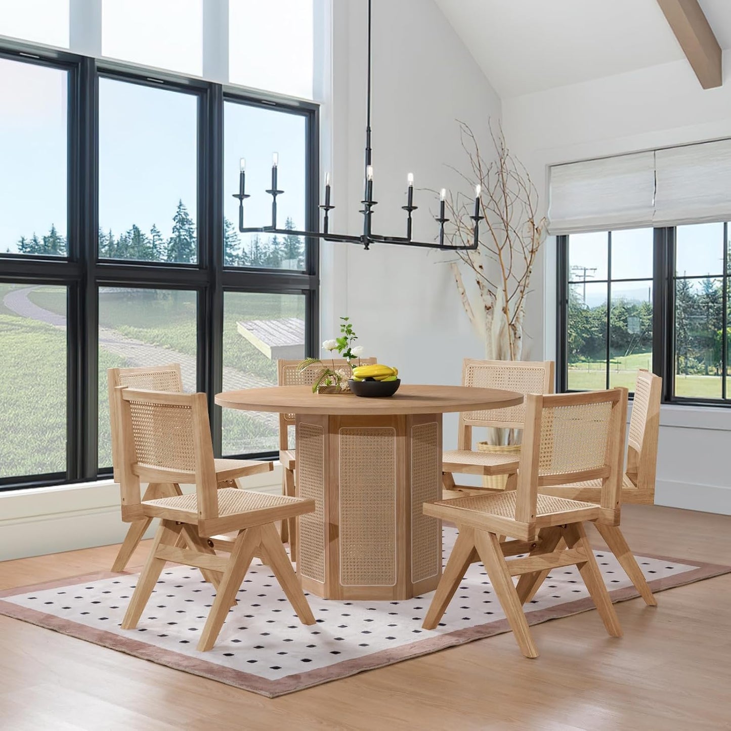 Modern Kitchen Chairs Set of 4, Armless Dining Room Chairs Solid Wood